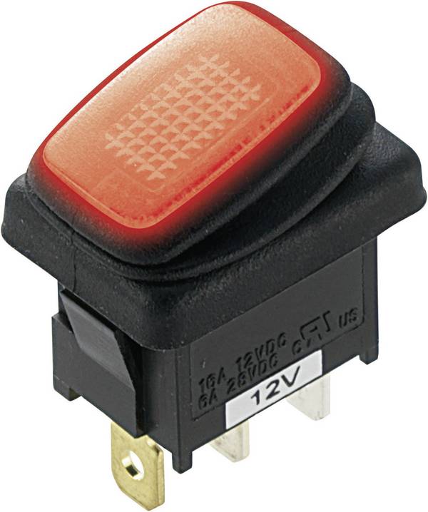 TRU COMPONENTS kolískový spínač TC-R13-66B8 12 V/DC 16 A 1x vyp/zap s aretáciou 1 ks