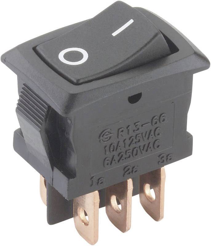 TRU COMPONENTS kolískový spínač TC-R13-166PB-02 250 V/AC 6 A 2x zap/zap s aretáciou 1 ks