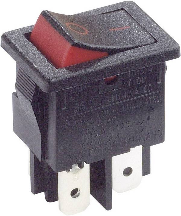 Arcolectric (Bulgin Ltd.) kolískový spínač H8550XBAAA 250 V/AC 10 A 2x vyp/zap s aretáciou 1 ks
