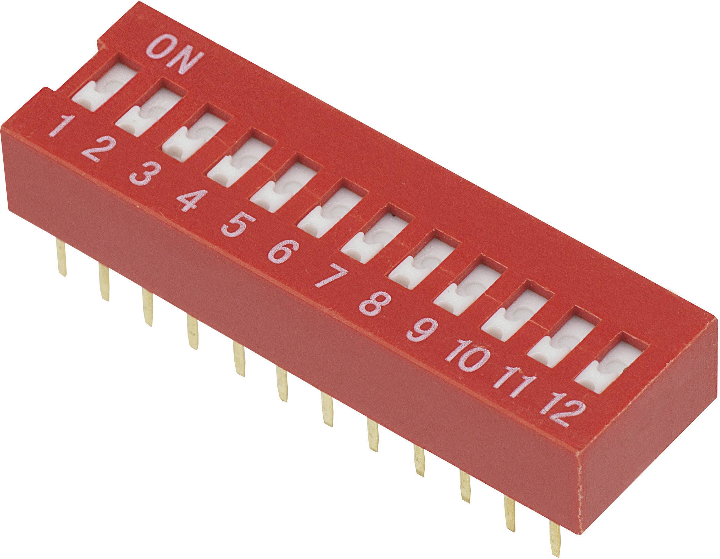 TRU COMPONENTS 704963 DSR-12 DIP Switch Numero Poli (num) 12 Slide 1 pz.