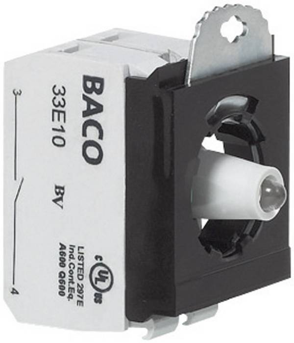 BACO BA333EAGL11 spínacie kontaktné teleso, LED element s upevňovacím adaptérom 1 rozpínací, 1 spínací zelená bez aretácie 24 V 1 ks