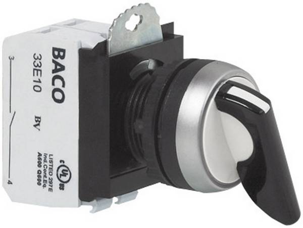 BACO L21MR03A tlačidlo voľby plastový predný prstenec, pochrómované vyhotovenie  čierna 2 x 45 °  1 ks
