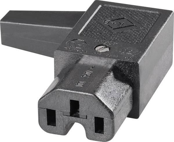 K & B 43R012211 IEC konektor C15 / C16 43R zásuvka, zahnutá Počet kontaktov: 2 + PE 10 A čierna 1 ks