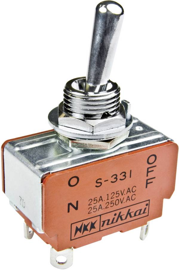 NKK Switches S332 pákový spínač 125 V/AC 25 A 2x zap/zap s aretáciou 1 ks