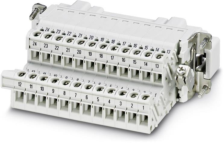 Biela elektrická radová svorka s očíslovanými pripojovacími bodmi, použiteľná v rozvádzačoch na bezpečné prepojenie viacerých vodičov.