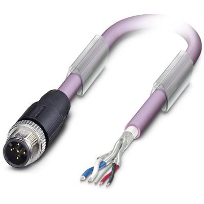 Fialový elektrický kábel so zástrčkou a odhaleným vodičom v rôznych farbách, ktorý znázorňuje jeho štruktúru a zapojenie.
