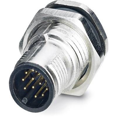 Kovový konektor s viacerými zlatými kolíkmi, často používaný pre priemyselné alebo elektronické prepojenia.