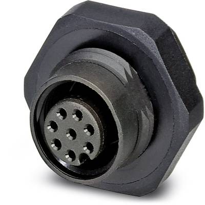 Guľatý, viacpólový elektrický konektor s čiernym púzdrom, vhodný pre priemyselné a technické aplikácie.