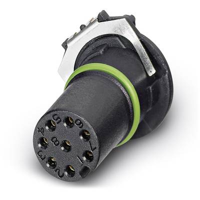 Elektrický konektor s viacerými kolíkmi a zeleným tesniacim krúžkom, používaný na prepojenie elektronických komponentov v zariadeniach.