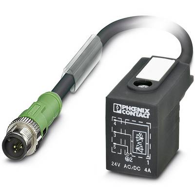 Zelený štvorpólový konektor je pripojený k čiernemu elektrickému komponentu označenému ako 'Phoenix Contact', 24V, 4A.
