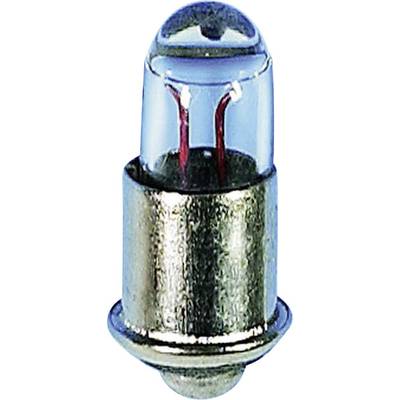 Malá LED lampa s kovovým puzdrom a priehľadným krytom, vnútri sú viditeľné dva červené kontakty.