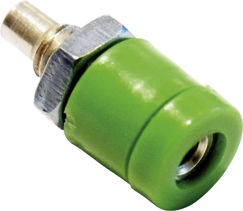 Zelená pneumatická zátka s kovovým závitovým potrubím. Používa sa na tesnenie alebo ochranu spojov v hydraulických systémoch.