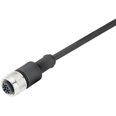 Čierny kábel s okrúhlou, kovovým 5-pólovým konektorom, ktorý je kompatibilný s elektrickým zariadením alebo prístrojom.