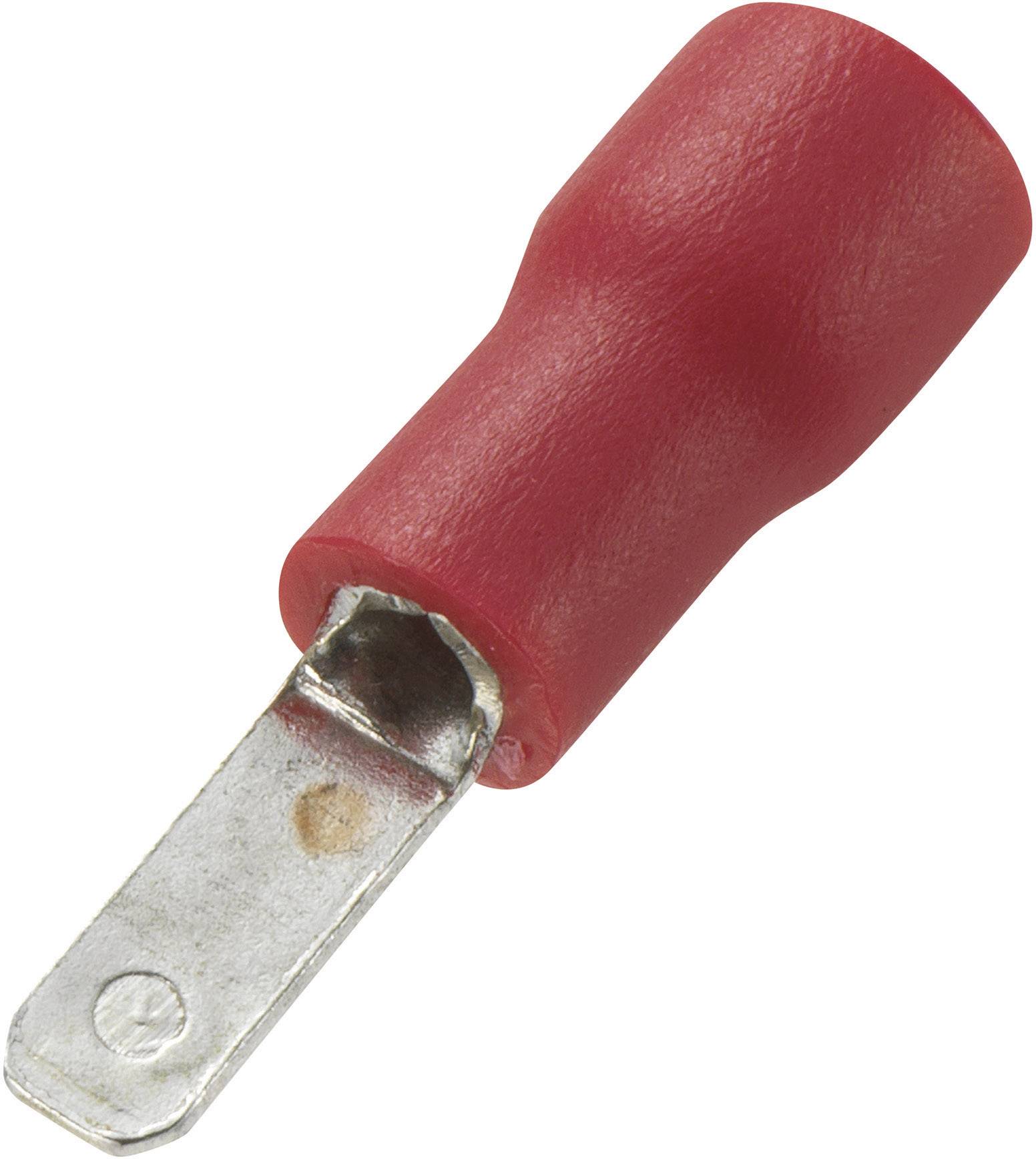 TRU COMPONENTS 736753 Fladstik Stikbredde: 2.8 mm Stiktykkelse: 0.5 mm 180 ° Delvist isoleret Rød 100 stk