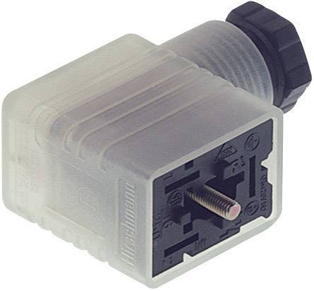 Priehľadný obdĺžnikový konektor so skrutkovým uzáverom na jednom konci. Používa sa pre elektrické prepojenia.