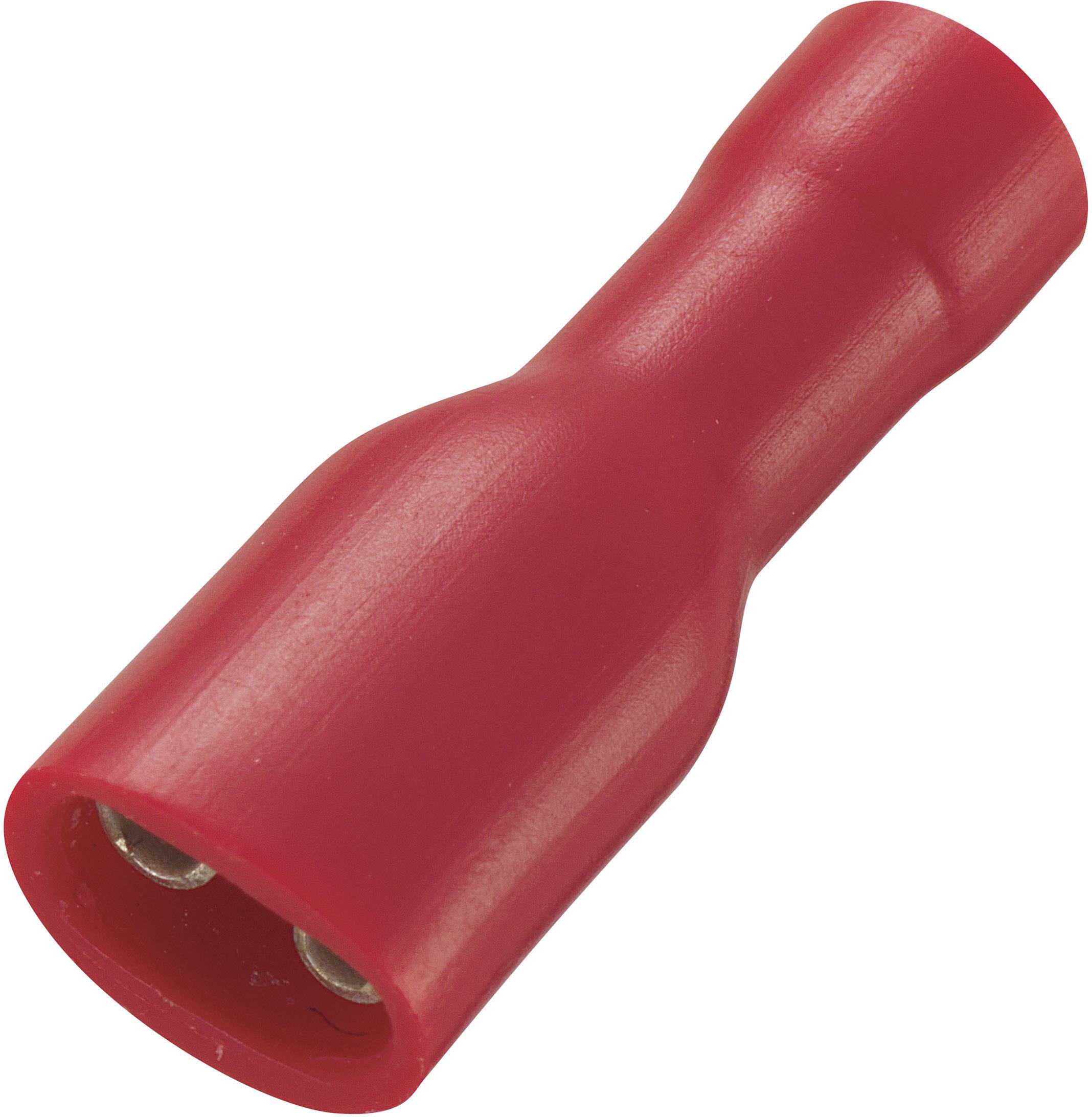 TRU COMPONENTS 1565179 Presa piatta Larghezza spina: 4.8 mm Spessore spina: 0.8 mm 180 ° Completamente isolato Rosso 50 pz.