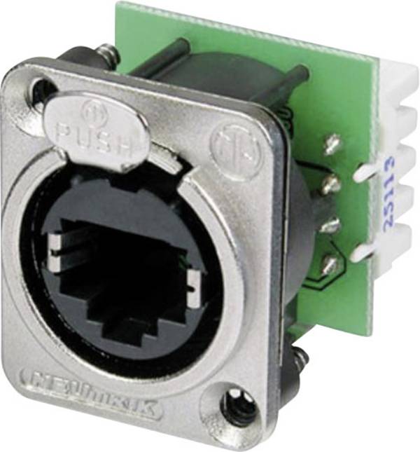 Neutrik NE8FDV-YK Dátový konektor RJ45 etherCon® série D NE8FDV-YK zásuvka, rovná NE8FDV-YK Počet pólov: 8P8C Počet pólov 8P8C niklová 1 ks