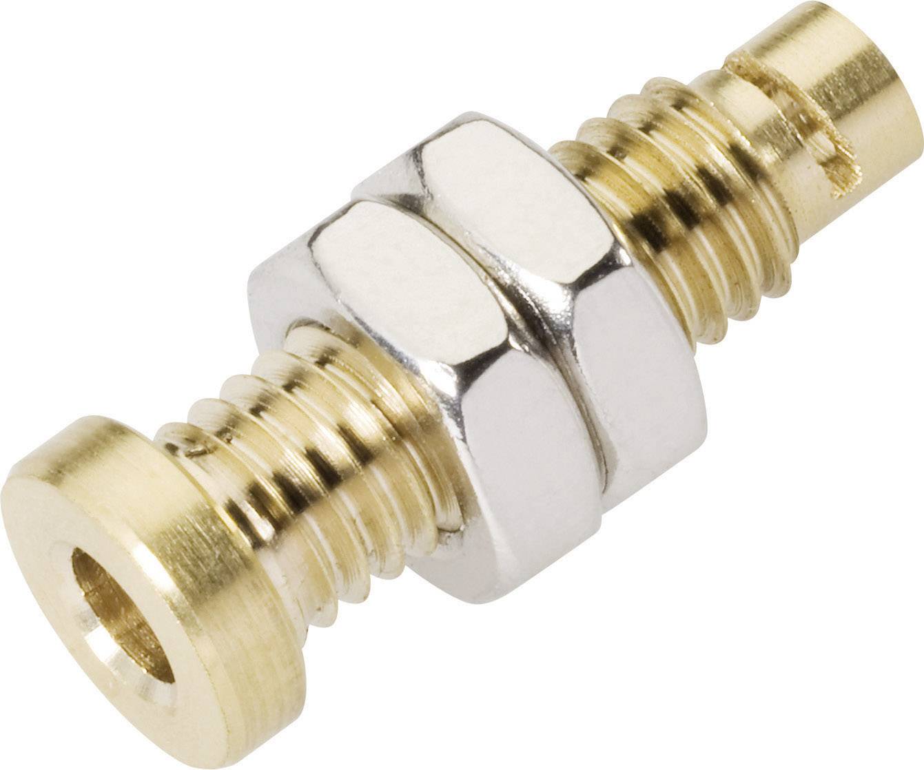 Malý kovový, valcovitý adaptér so závitmi na oboch stranách, často používaný na technické prepojenia.