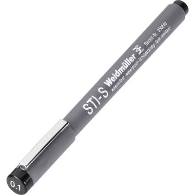 Sivý, vodovzdorný popisovač značky Weidmüller s nápisom 'ST1-S' a jemným hrotom s priemerom 0,1 mm.