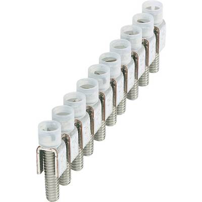'Rad skrutkových svoriek vedľa seba, potiahnutých sivým plastovým krytom.'