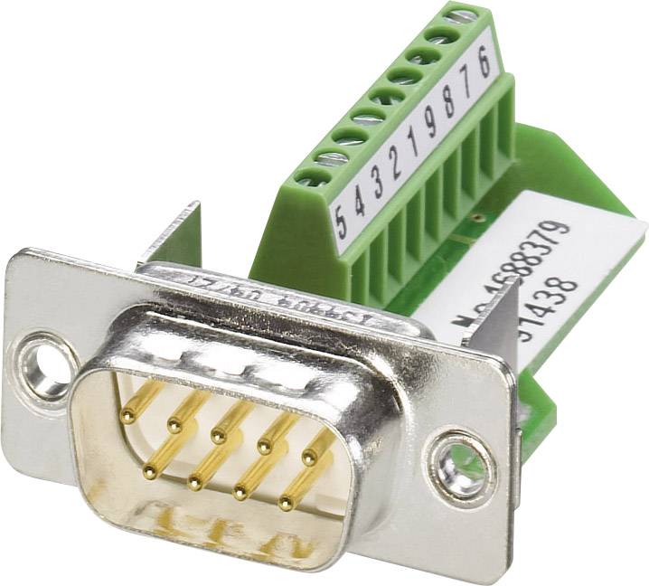Phoenix Contact VS-09-ST-DSUB/10-MPT-0,5 1688379 Spina SUB-D 180 ° Numero Poli (num): 9 A vite 1 pz.
