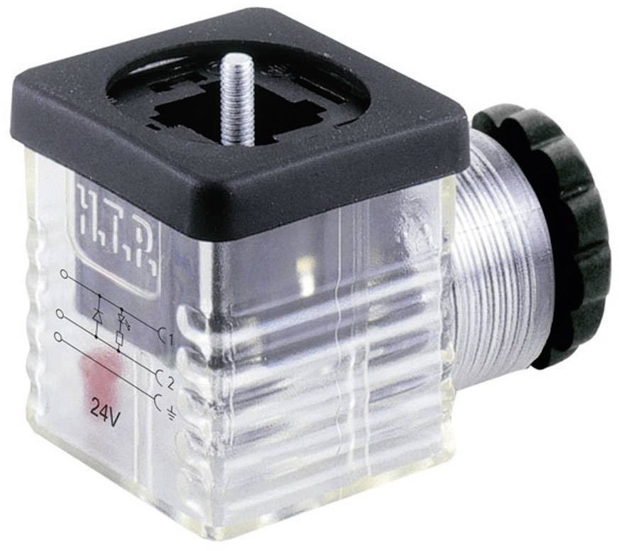 Transparentná elektromagnetická cievka s čiernym krytom a označením '24V', vrátane elektrického diagramu s prípojkami C1 a C2.