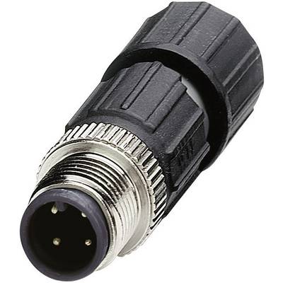 Čierny valcový elektrický konektor s viacerými kovovými kolíkmi, vhodný pre priemyselné aplikácie.