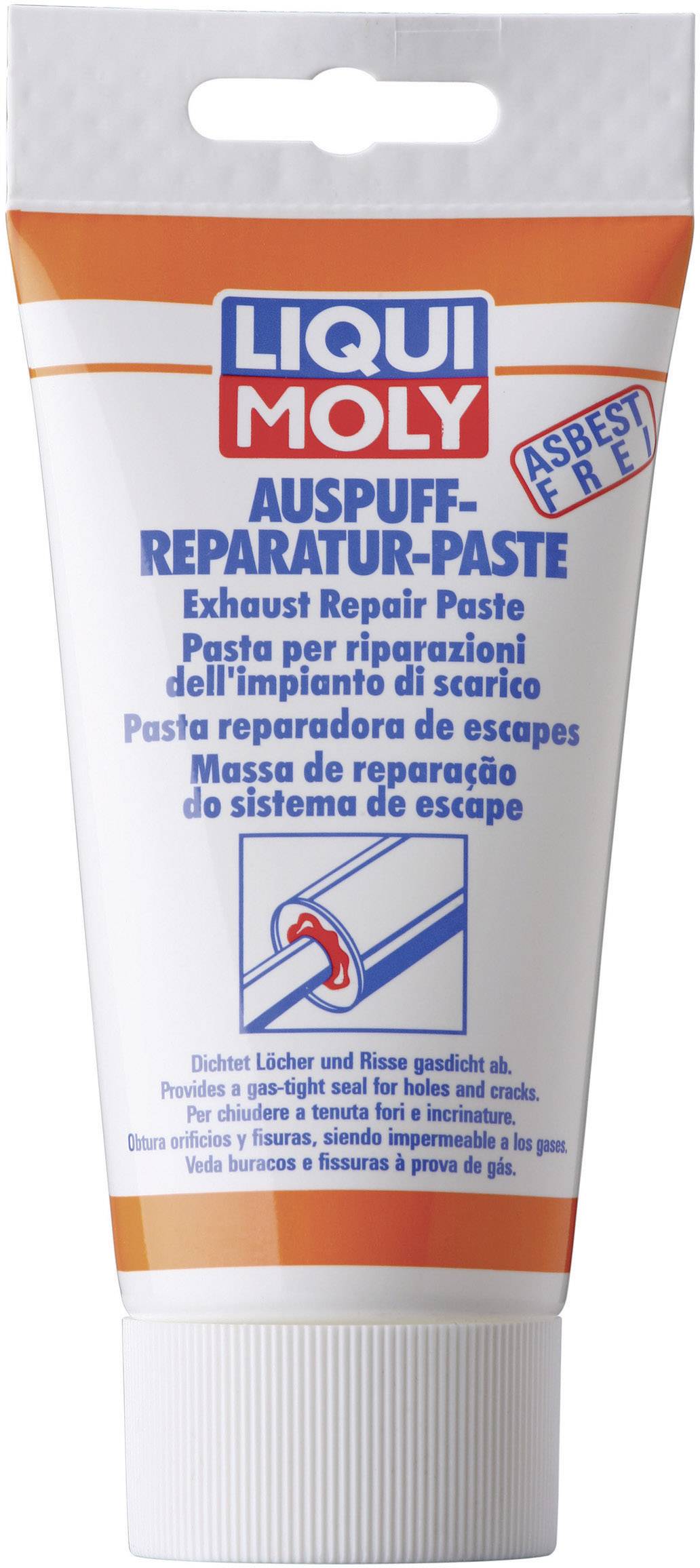 'Tubový obal Liqui Moly opravnej pasty na výfuk. Bez obsahu azbestu. Utesňuje diery a trhliny v exhaust systéme.'