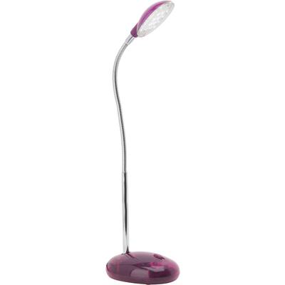 Ružová flexibilná LED stolná lampa s okrúhlou základňou a nastaviteľným krkom. Ideálna pre cielené osvetlenie pracovného priestoru.
