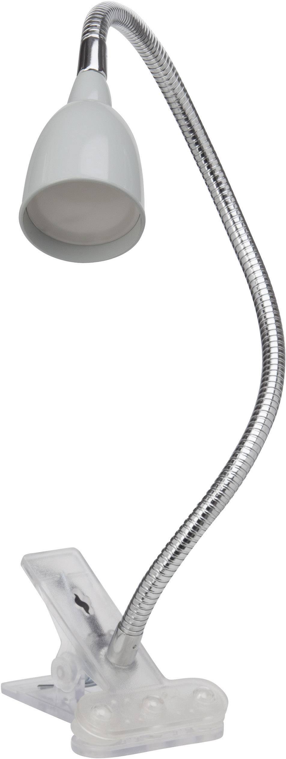 Flexibilná stolová lampa so svorkovým uchytením a ohybným krkom.