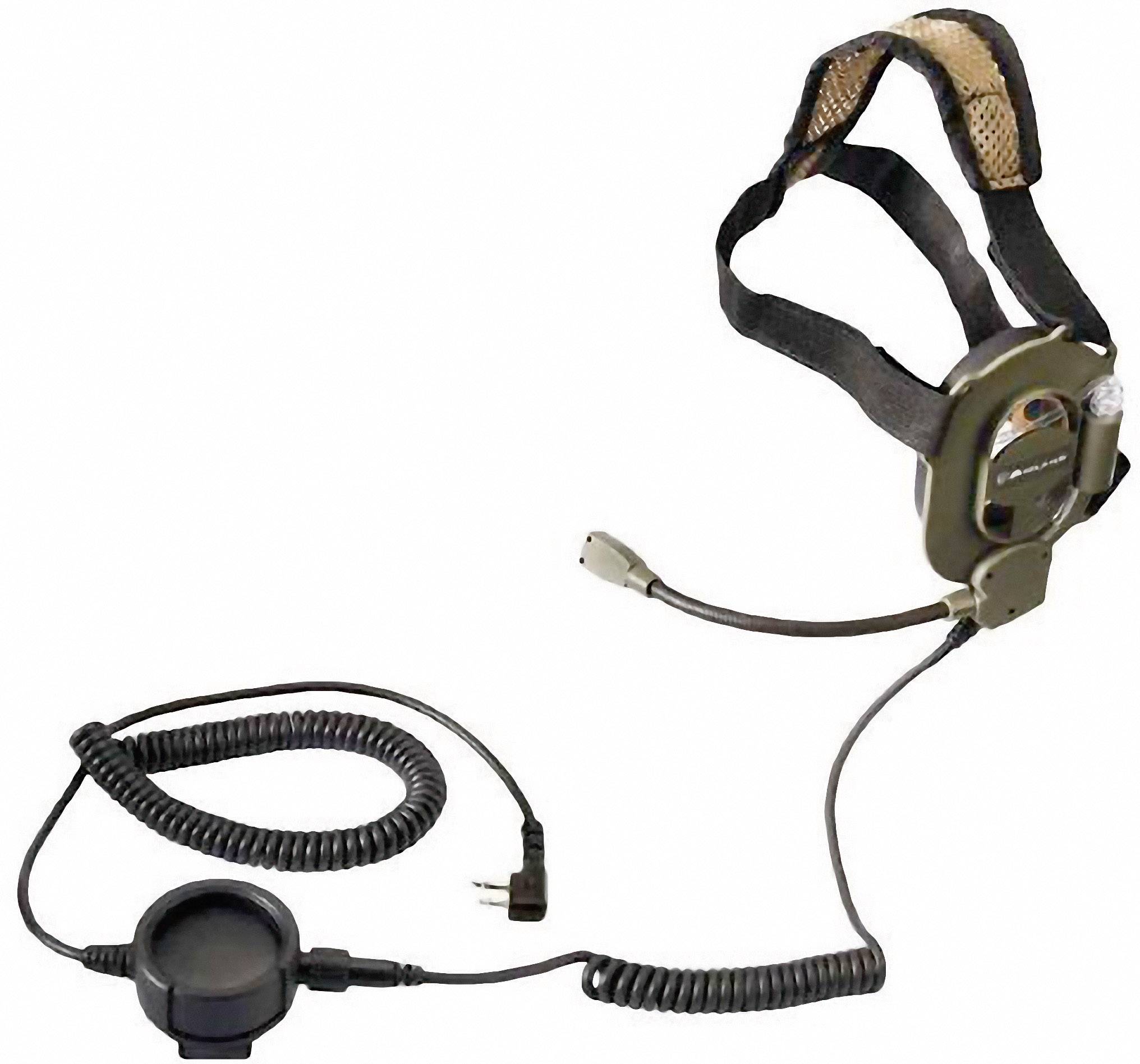 Robustné headset s mikrofónom a káblovo pripojeným vstupom, vhodné pre špeciálne komunikačné aplikácie.