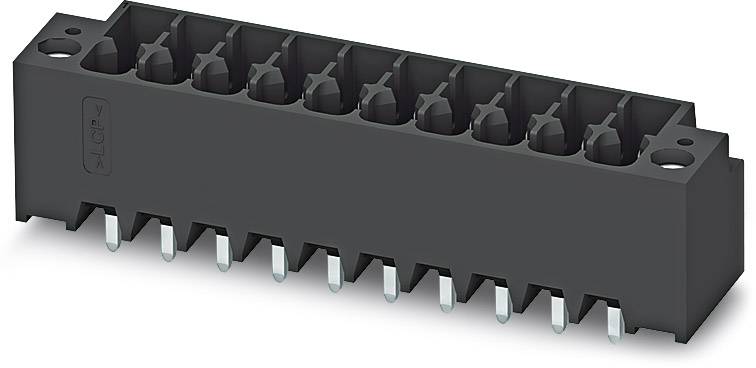 Čierny elektrický konektor s viacerými prípojkami na prepojenie elektronických komponentov.
