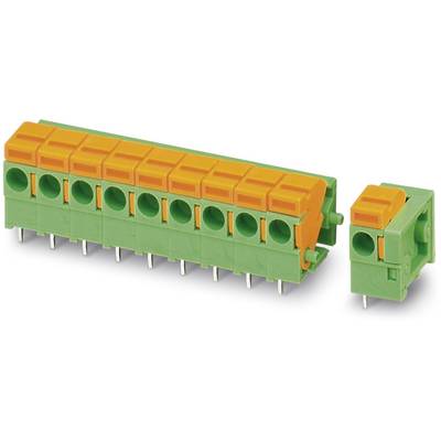Zelený a oranžový viacpólový konektor s kolíkmi, ktorý slúži na elektrické prepojenie elektrických obvodov.