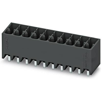 Čierny pripájací konektor s desiatimi kolíkmi a štvorcovými otvormi, vhodný pre elektronické alebo elektrické aplikácie.