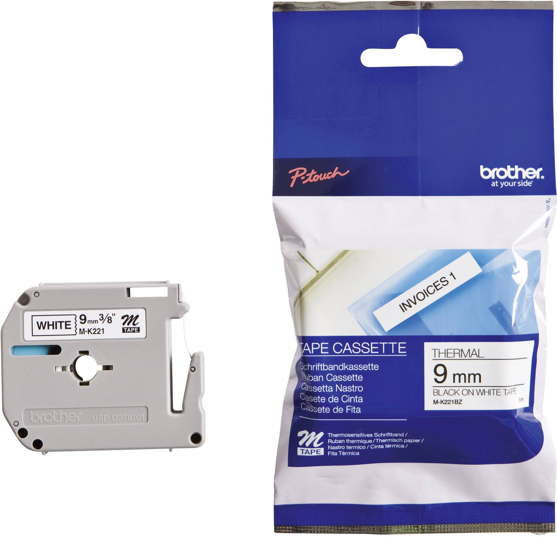 Brother Mk221 Tape – Original Kvalitet, 9mm Bredde (Bromk221, Svart/hvit, 1 Eske) Svart hvit