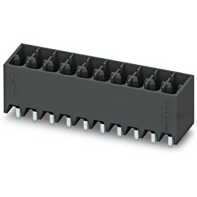 Čierny, obdĺžnikový elektrický konektor s deviatimi kontaktmi v jednom rade, pričom na spodnej strane sú viditeľné kovové kontakty.