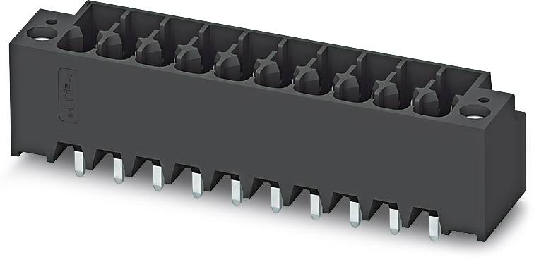 Čierna PCB konektorová zásuvka s viacerými pinmi, vhodná pre elektronické prepojenia.