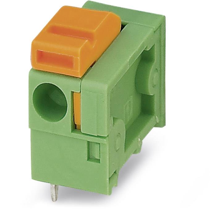 Zelený elektrický konektor s oranžovou páčkou. Používa sa na elektricky bezpečné prepojenie vodičov v elektrických obvodoch.