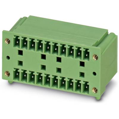 Zelený elektrický konektor s viacerými zásuvkami, určený na prepojenie káblov v elektrických zariadeniach.