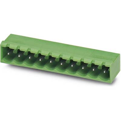 Zelený 10-pinový konektor s vyčnievajúcimi kolíkmi, vhodný pre použitie v elektronických obvodoch.