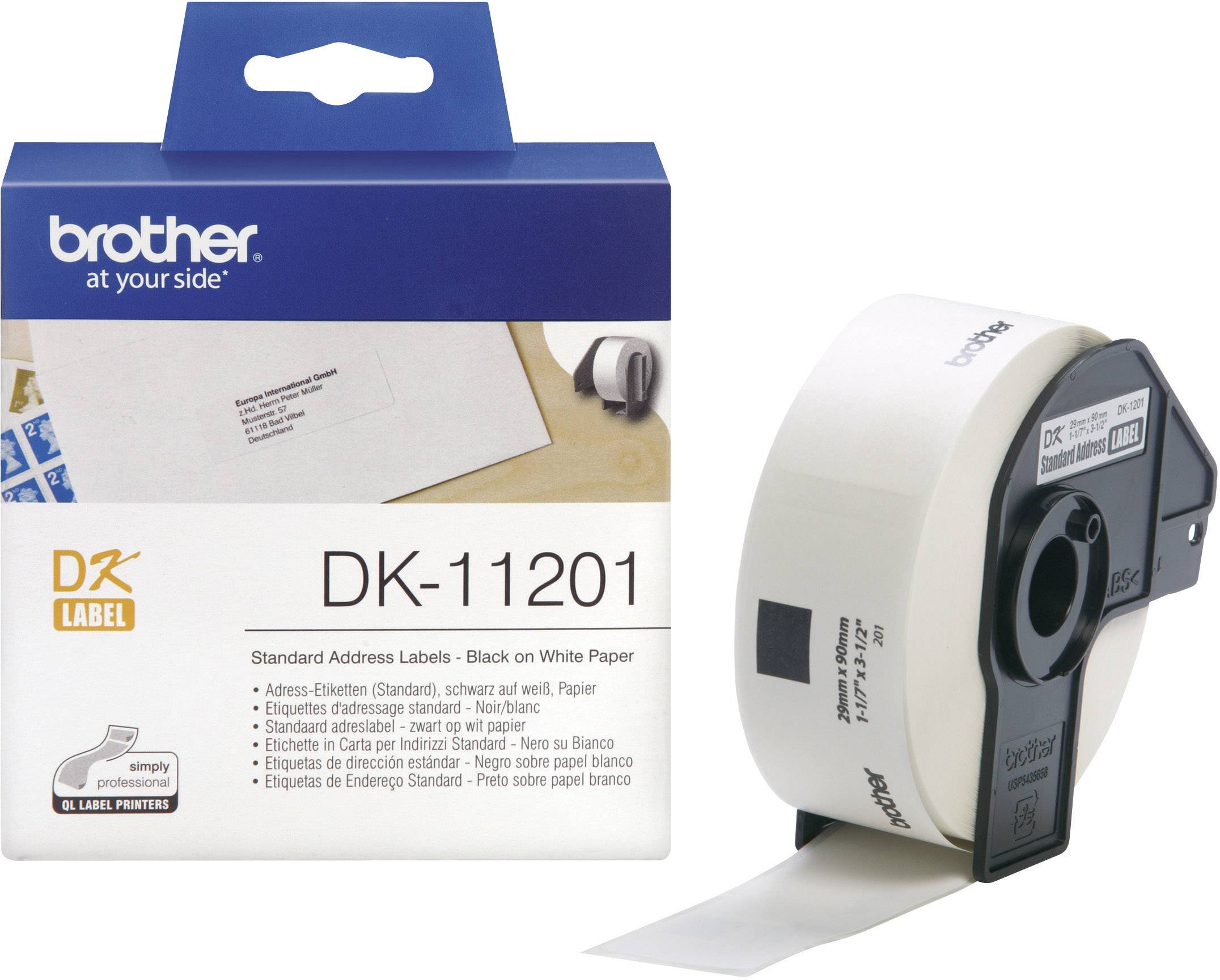 Brother DK11201 Rotolo di etichette 29 x 90 mm Carta Bianco 400 pz. A tenuta permanente Etichetta per indirizzo
