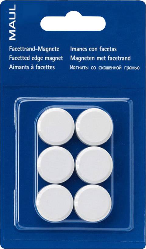 Maul magnet MAULpro (Ø x v) 20 mm x 8 mm guľatý, facetový okraj biela 6 ks 6176202