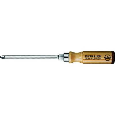 Skrutkovač s drevenou rukoväťou, na ktorej je potlačený nápis '129/PH 3x150 Made in Germany'.