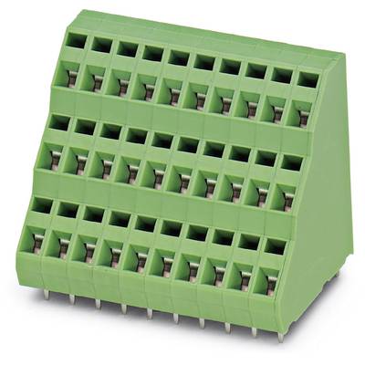 Zelený konektor s viacerými svorkami v diagonálnom dizajne, vhodný pre bezpečné zapojenie elektronických komponentov.