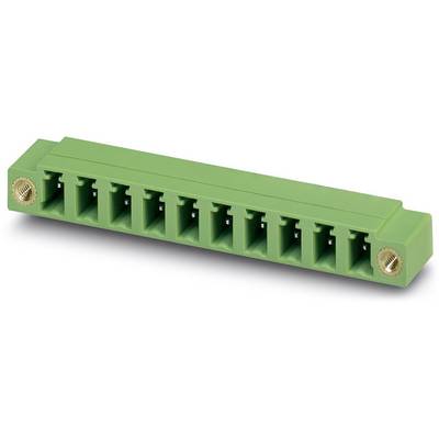 Zelený elektrický svorkovnicový blok s desiatimi svorkami a dvomi skrutkami, používaný na prepojenie viacerých vodičov v elektrickom obvode.