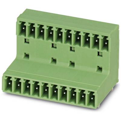 Zelený, obdĺžnikový konektor s viacerými kontaktmi, používaný pre priemyselné elektronické aplikácie.