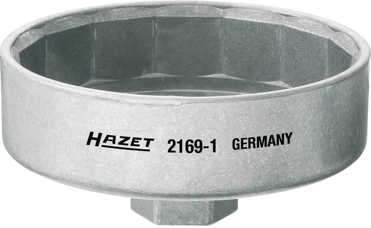 Kovový kryt olejového filtra s potlačou 'Hazet 2169-1 Germany', špeciálne navrhnutý na uvoľňovanie olejových filtrov v motorových vozidlách.