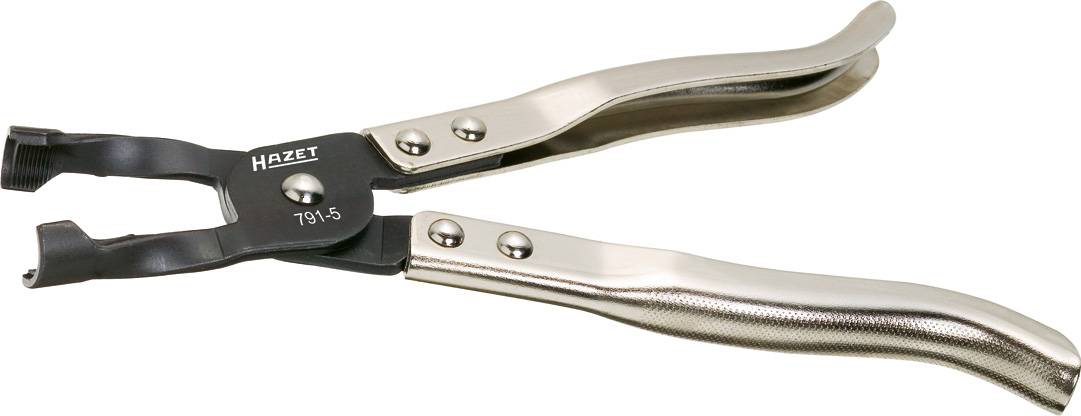 Kliešte so zakrivený rukoväťami, vhodné pre špeciálne mechanické úlohy. Strieborný kov s čiernou úchopnou hlavou.