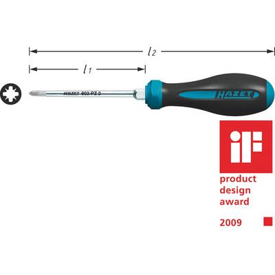 Skrutkovač Hazet, model 900-PZ-2, s ergonomickou rukoväťou, vedľa loga 'iF product design award 2009'.