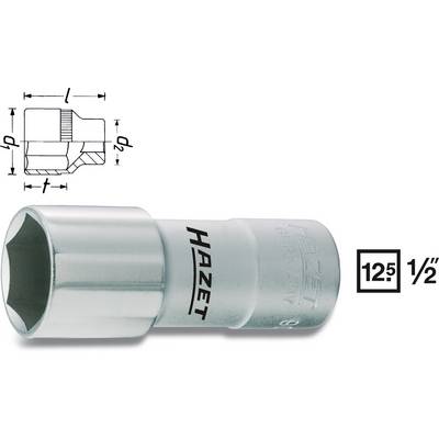 Nástrčný kľúč s logom HAZET, technický výkres zobrazuje rozmery. Veľkosť 12,5 mm (1/2").
